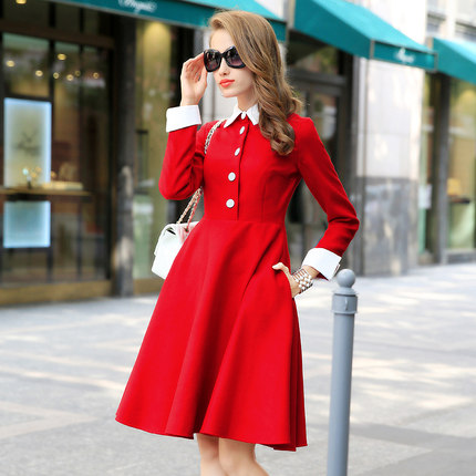 蕾卡菲女装秋冬新款欧美名媛修身显瘦中长款大