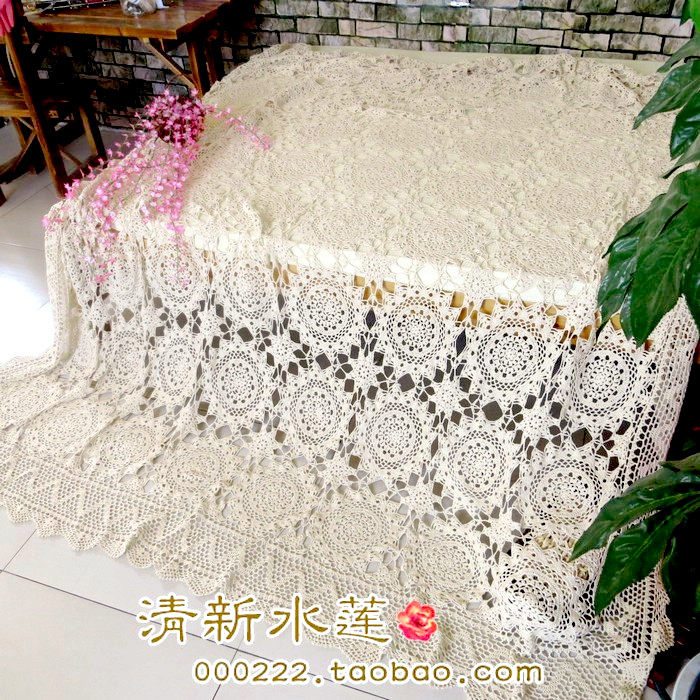 手工钩针钩花床盖 中欧美式乡村复古镂空纯棉编织纯色成品窗纱帘