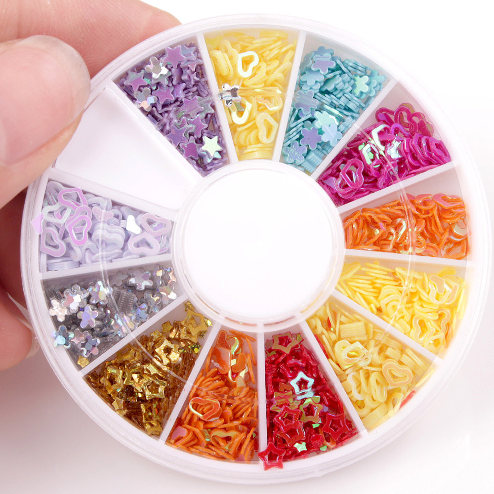 美甲镭射粉璀璨粉闪粉 光疗指甲油胶渐变色细亮片装饰品心形五角