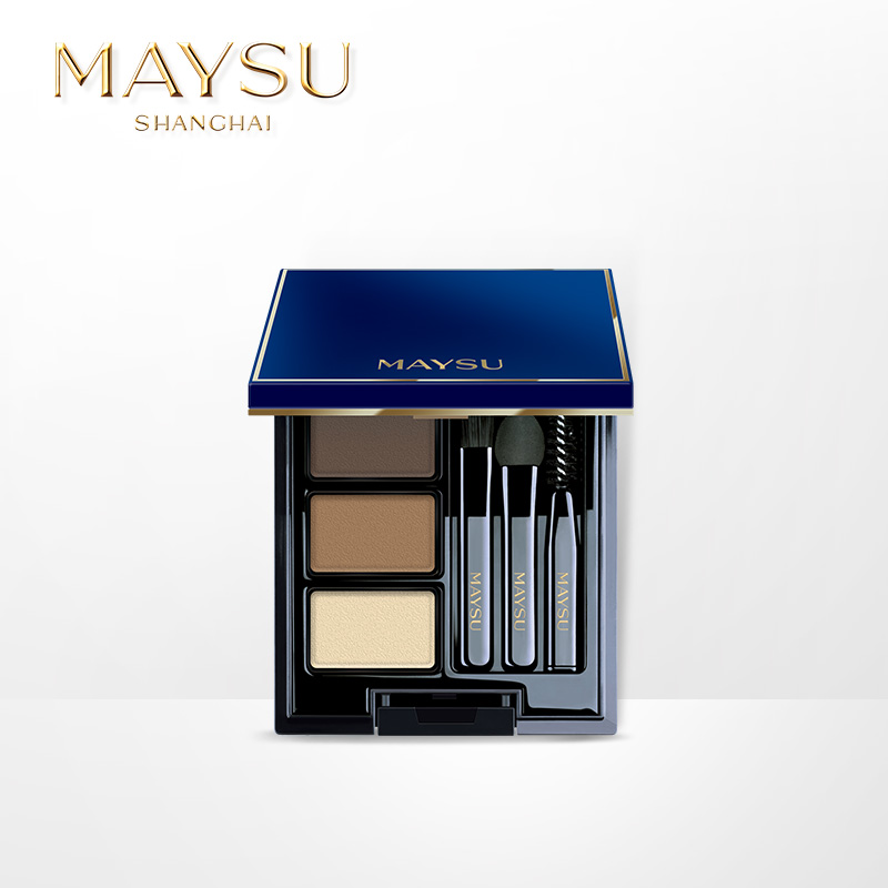 MAYSU/美素美素眉飞色舞多用眉粉盒 三色立体造持久不脱妆带刷子