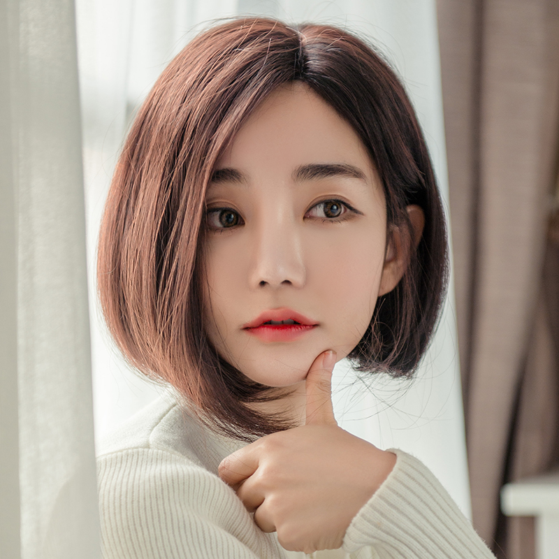 真发假发女bobo头头套中分修脸短发逼真自然黑色韩国无刘海波波头