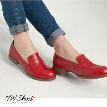台湾官网直邮进口【TW Shoes】 皮革素面低跟包鞋/绅士鞋