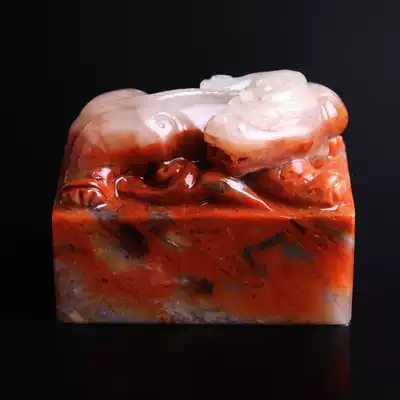 Boutique Shoushan stone seal chicken blood stone square chapter gold stone seal carving hibiscus stone Qingtian stone 150041