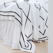 Original Nordic ins Pure cotton geometric pattern wool blanket Autumn and winter sofa nap blanket Bed tail decorative cover quilt