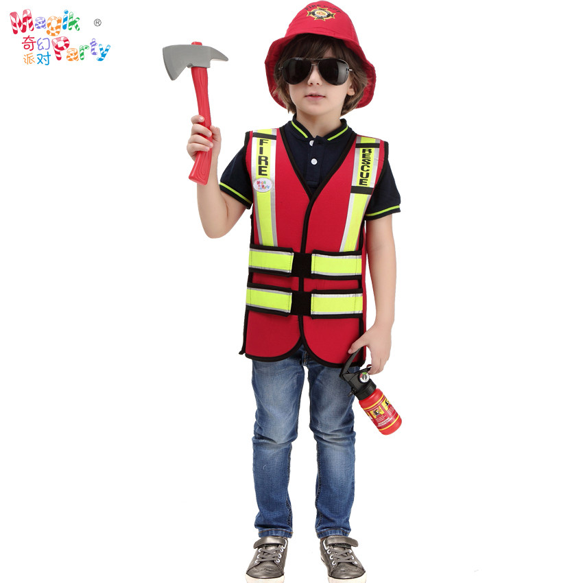Halloween Children's Performance Costume Boy Cosplay Little Fireman Vest Performance Clothing Accessories Careers