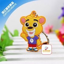 Customized creative soft glue keychain three-dimensional cartoon key pendant back can be printed two-dimensional code custom