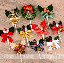 High quality Christmas cake decoration plug-in Christmas decoration plug-in card ornaments Christmas Garland Bell Christmas tree