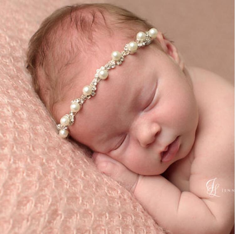 Inlaid pearl headwear shaped children hair with haircut and tightness baby head with Korean version of newborn hair stirrup hair band