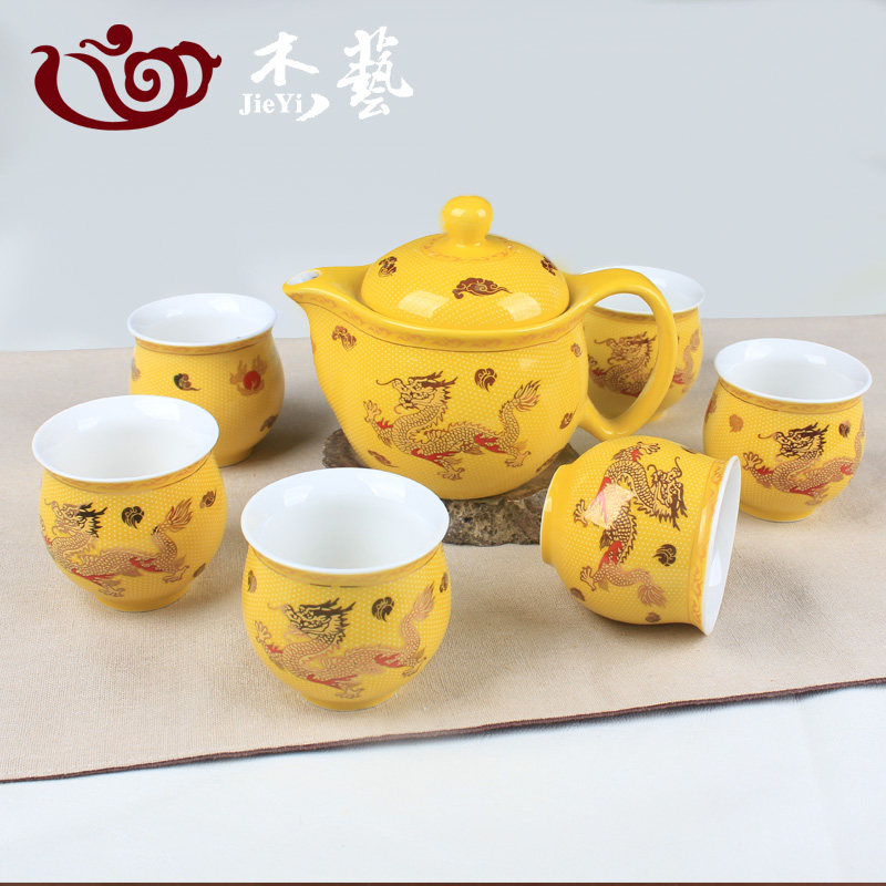 Home tea set double ceramic filter kung fu tea set giftsBlue porcelain tea cup small set tea