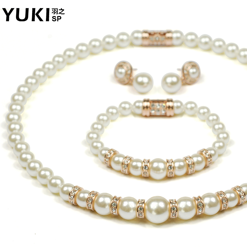YUKI水晶珍珠手链项链耳钉 韩国韩版配饰原创设计首饰品新娘套装