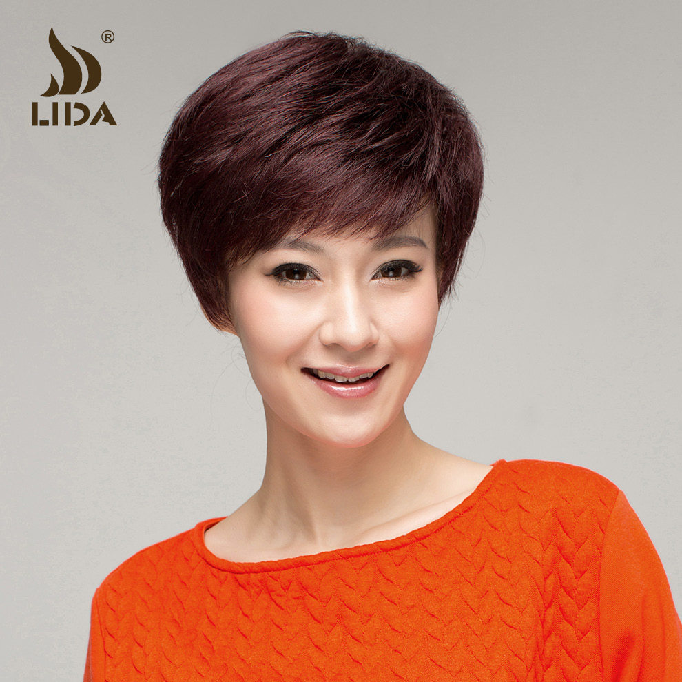 新款真发假发 短发 女 中老年妈妈假发 整顶假发套 逼真时尚发型