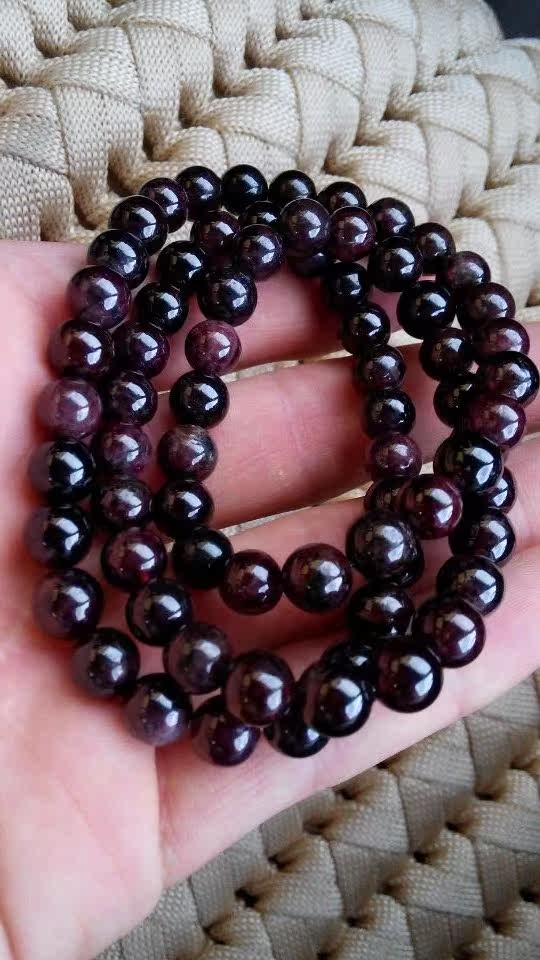 Natural garnet gemstone semi-precious stone bracelet hand three circles of 8MM
