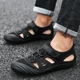 Giày nam NIAN JEEP Giày da mùa hè cho nam Giày dép đi biển Baotou giày nam cao cấp Sandal