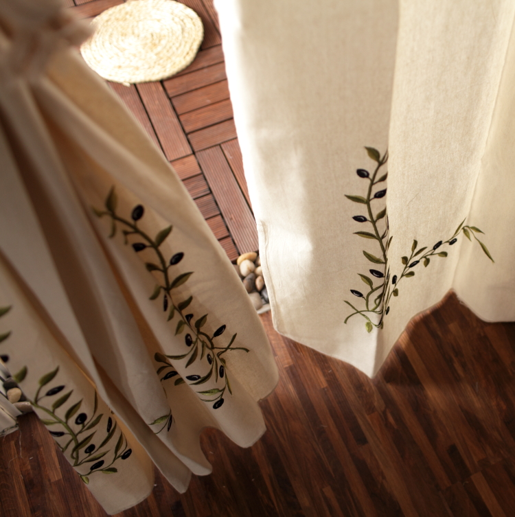 Foreign trade vintage American country French linen finished curtains Living room bedroom Cotton linen wear curtain curtain head partition curtain