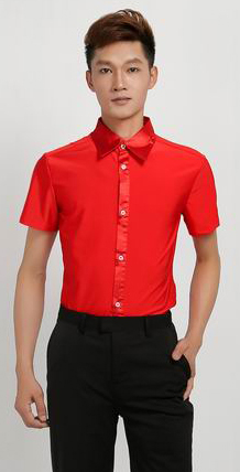 Men's adult Latin dance national standard dance male training clothes modern dance social dance dance clothes dance shirt new short sleeves