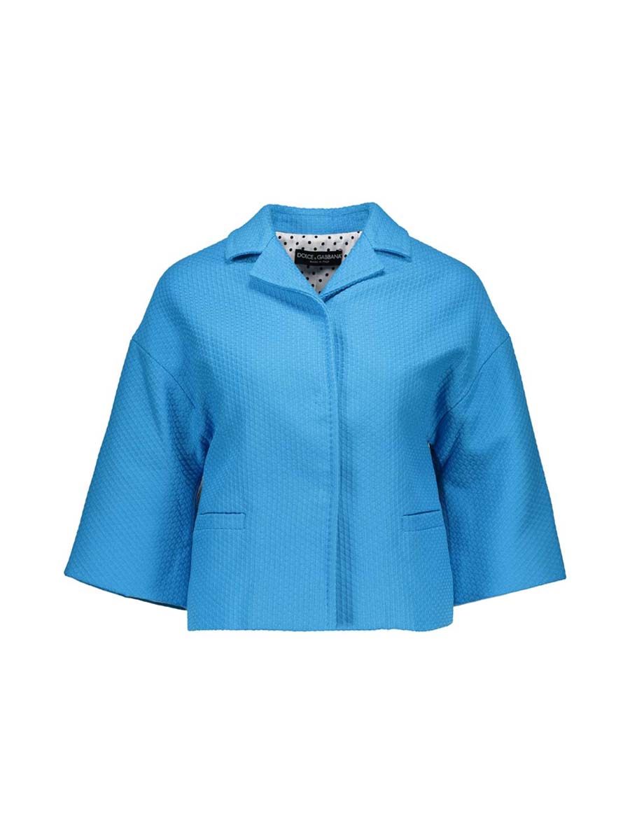 Dolce&Gabbana 蓝色插袋翻领七分袖外套