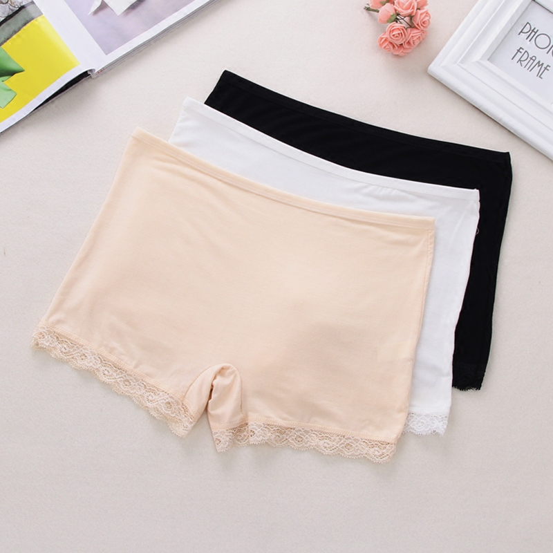 2 Summer anti-walking light safety pants pure cotton large size insurance underpants female feeling lace without marks and low waist