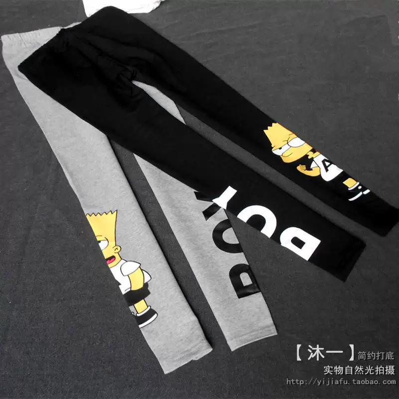 Mùa hè cá tính Slim hoang dã mỏng manh phim hoạt hình Simpson chín điểm quần legging cỡ lớn mặc ngoài mỏng - Quần tây thường