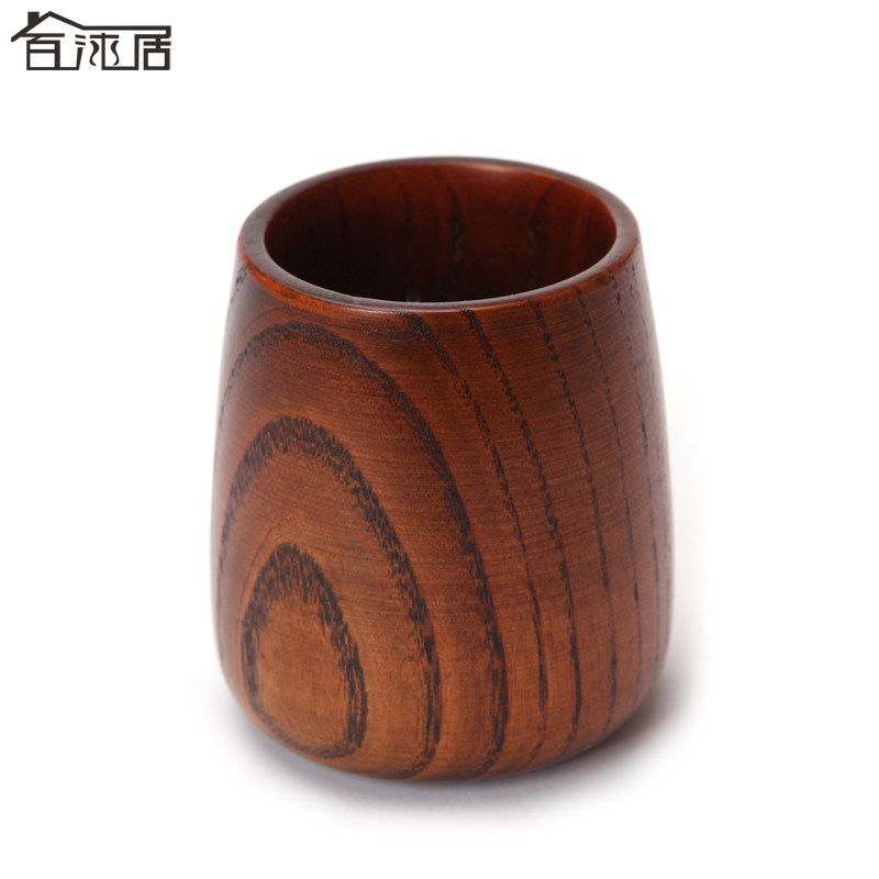 百沐居日式水杯 木质茶杯啤酒杯 原木功夫茶具餐厅枣木水杯大肚杯