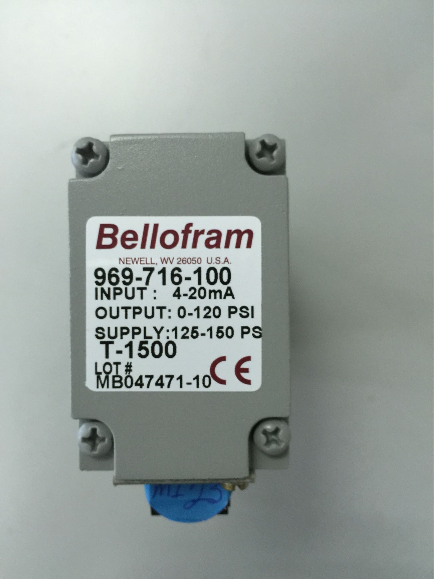 Domestic Allen T1500 electrical converter proportional valve 969-716-000 (0-830KPa)