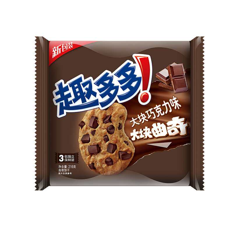 【苏宁易购】趣多多大块巧克力味曲奇饼干（巧克力原味）216g/袋