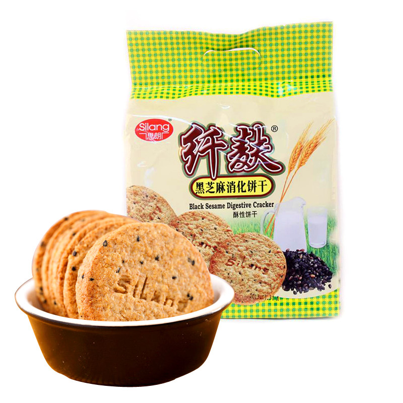 【天猫超市】思朗纤麸黑麻消化饼干380g 膳食纤维粗粮饼干 零食