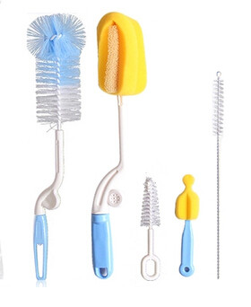 5-piece set, 2 bottle brushes, 2 nipple brushes, straw brushes, baby supplies, baby bottle cleaning, newborn