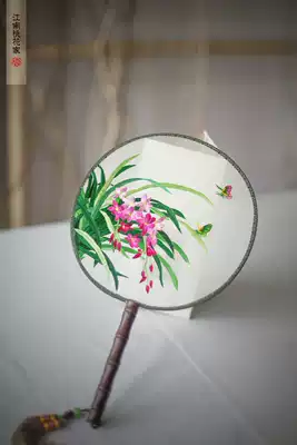 (Wedge series) Handmade embroidery double-sided embroidery Group fan Su embroidery Jiangnan peach blossom home Palace fan Hanfu accessories
