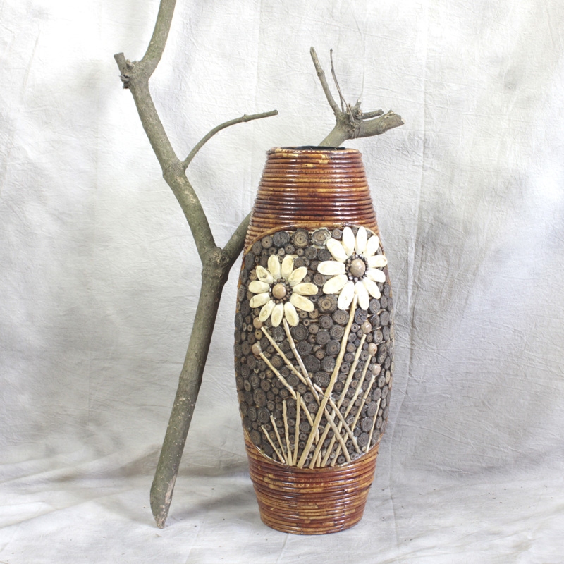 Southeast Asian Style Rattan Vase Rattan Vase Wood Applique Craft