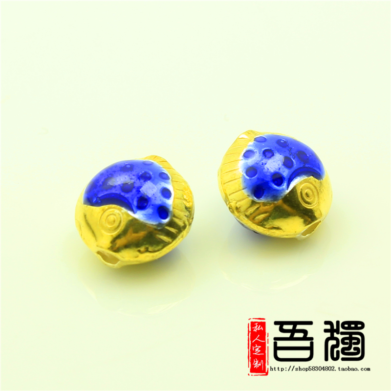 S925 silver Jingtai Tai Blue accessories Scattered Beads Flower suburns blue bag beads gilded pinch enamel Artisanal Diy Sepp Y023