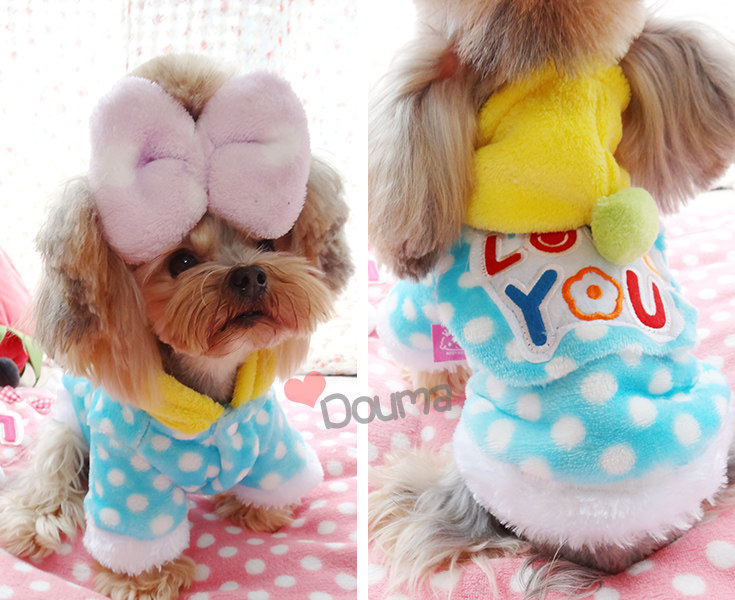 ABBY~ cartoon letters cute pet coral fleece clothes dog teddy clothes autumn and winter special