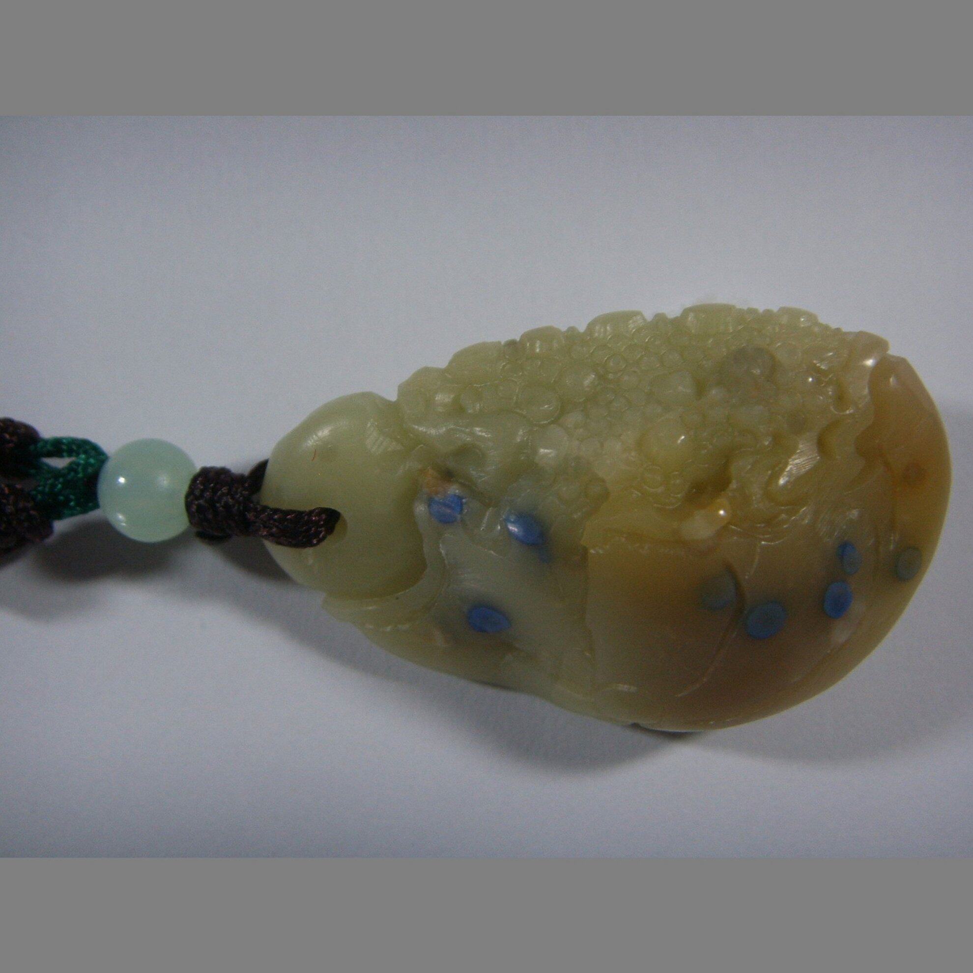 Leopard Blue Star Pendant Pendant Beautifully Green Fields Stone Sculptures Handcrafted to the treasure Divine Beast Jade and Jade Ware Round Through