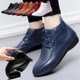 Spring and autumn genuine leather women's shoes, single shoes, cowhide shoes, mid-high top short boots, flat shoes, middle-aged and elderly mother's shoes, plus velvet cotton shoes, soft