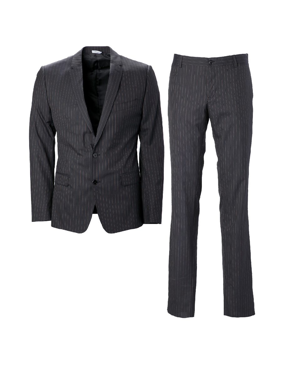 Dolce&Gabbana 黑色条纹平驳领两粒扣西服套装