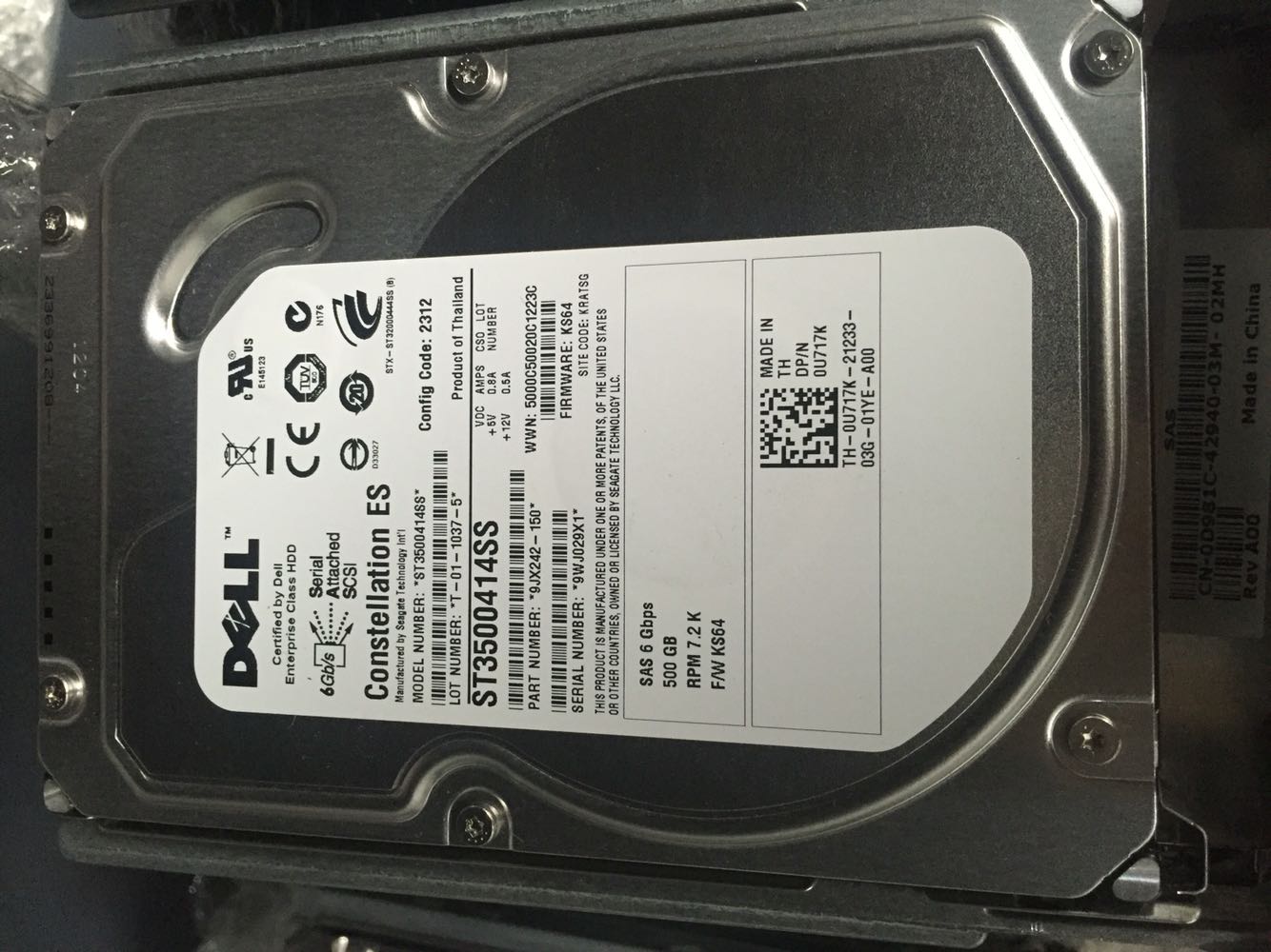 DELL original dress 0U717K 500G 6GB 3 5 SAS ST3500414SS spot color new U717K