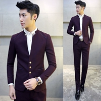 Mùa xuân và mùa thu Trung Quốc áo vest nam phù hợp với cổ áo phù hợp với giới trẻ Hàn Quốc Slim Trung Quốc phù hợp với trang phục - Suit phù hợp bộ vest nam thời trang