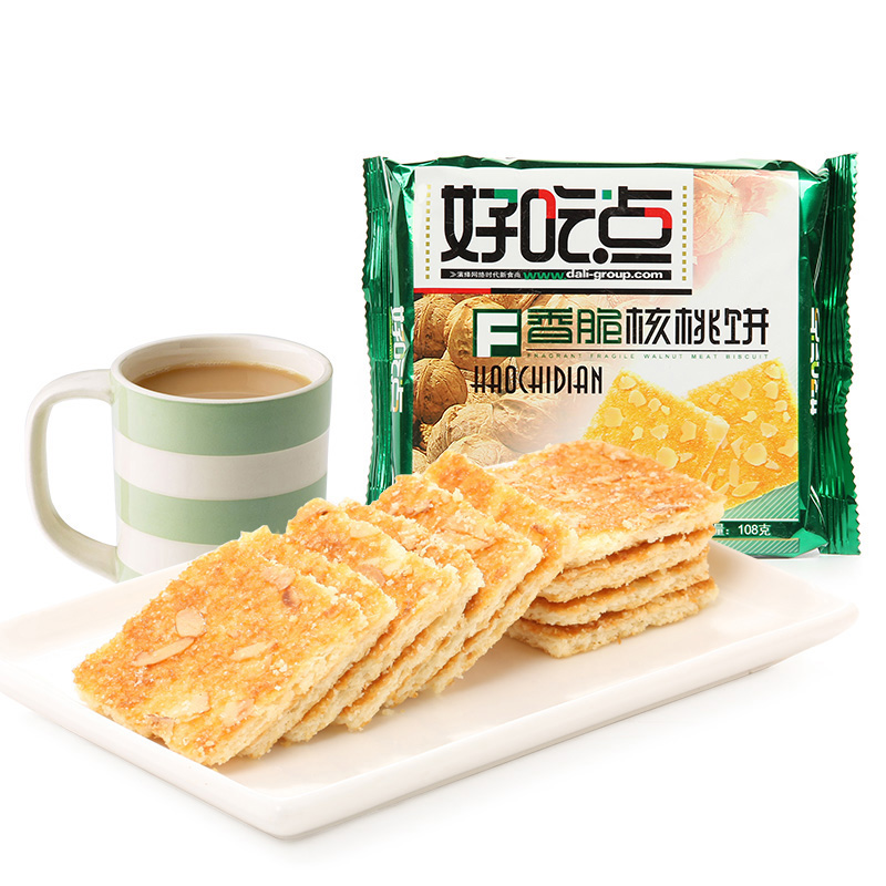 【天猫超市】好吃点 香脆核桃饼干 108g/包 休闲食品 香酥饼干