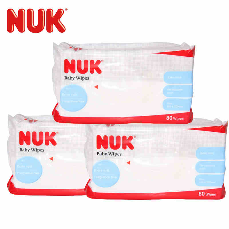 NUK婴儿湿巾三包促销装80片40.272.702 NUK三连包湿巾
