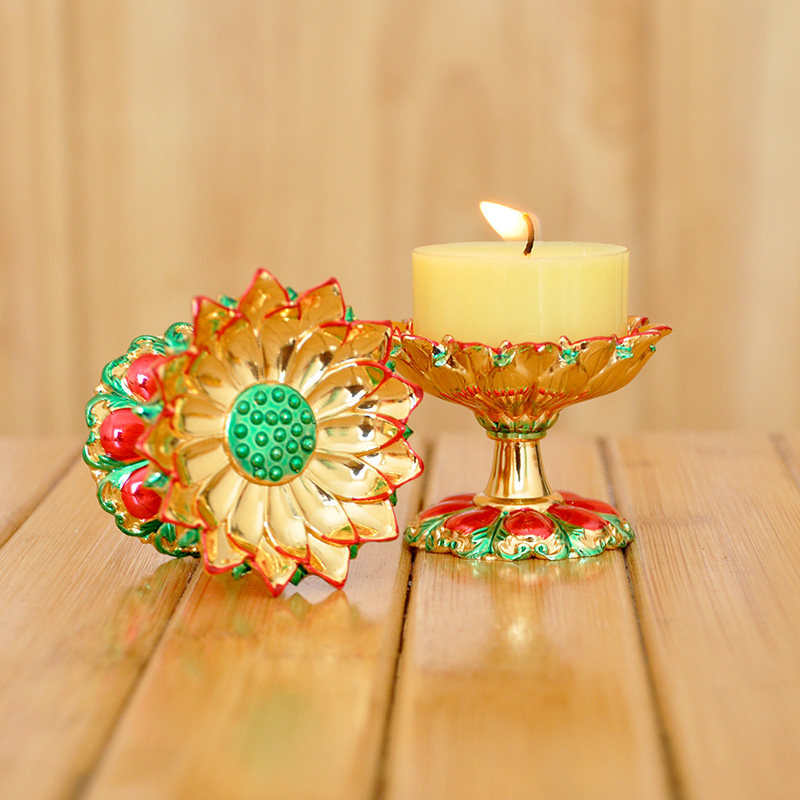 Lampholder Candlestick Candlestick Ghee Candlestick Electroplating Gold Exquisite Small Lotus Candlestick Diameter 5cm