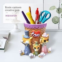 Creative fashion resin pen holder cute cartoon decoration gift ornaments student gifts multifunctional office furnishings