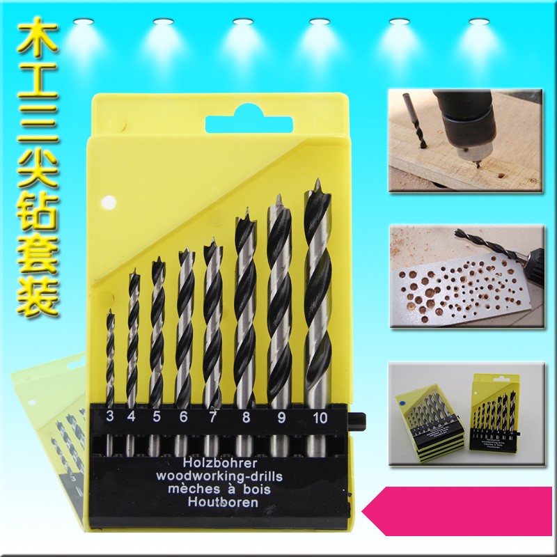 3 A 13mm woodworking drill Tricuspid drill Wood drilling drilling tools edge drilling straight shank twist drill