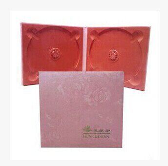 Upscale Wedding CD box Double disc Dress Wedding carton Wedding commemorative CD Box Pink Rugged Embossing