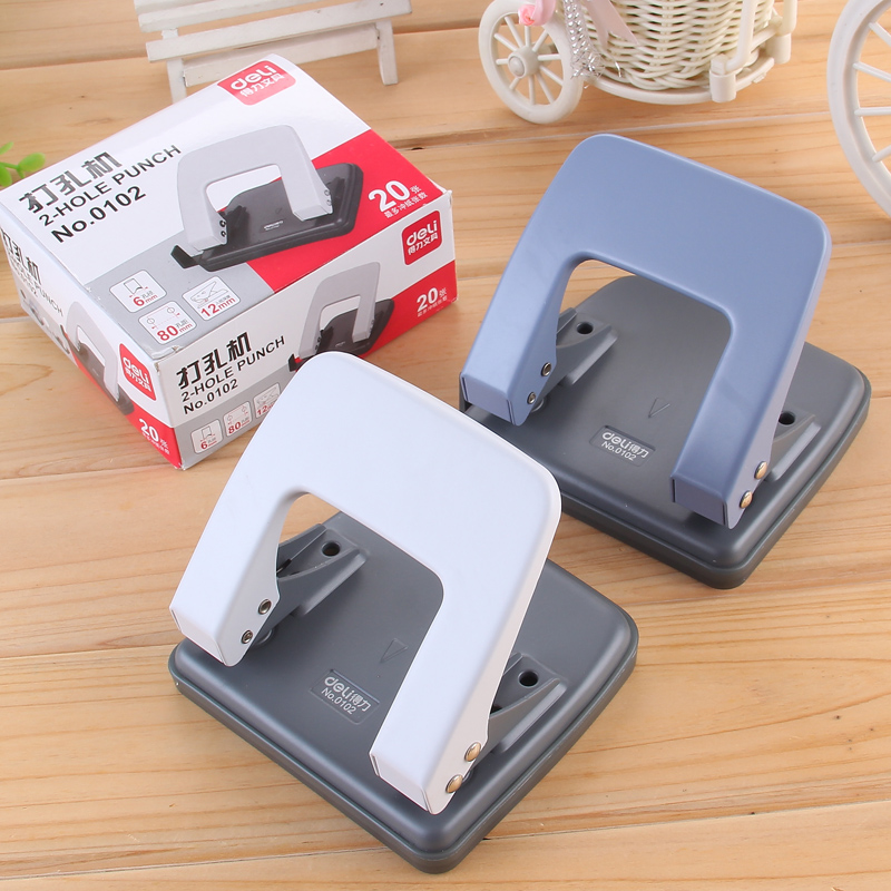 Deli punching machine 0102 two hole punch manual punching machine Office stationery can play 20 sheets of 80g paper
