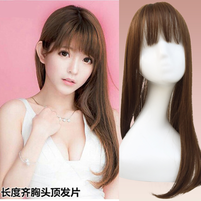 头顶假发片头顶补发增发遮白发假发女中长直发 头顶发片隐形无痕