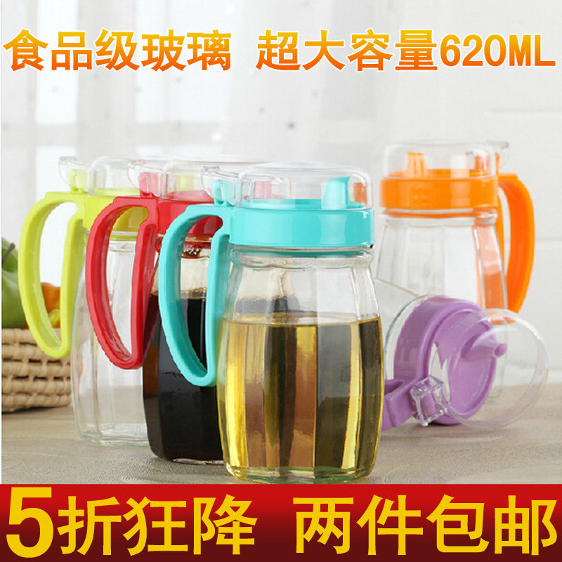 Glass oil kettle Oil leakage large capacity kitchen storage bottle tank glass bottle flavor bottle oil