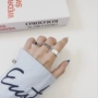 S925 sterling bạc nhẫn nữ Nhật Bản và Hàn Quốc hipster đơn giản mịn màng bạc đen mã não mở cho nam và nữ nhẫn ngón tay nhẫn cưới pnj