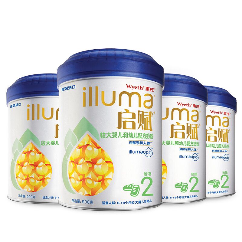 惠氏启赋二段奶粉900g     4罐装