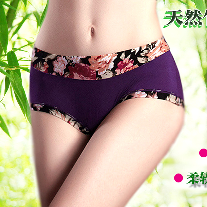 6 fashion bamboo charcoal fiber plus ice silk plus cotton incognito women's underwear 2066 waist underwear super comfortable