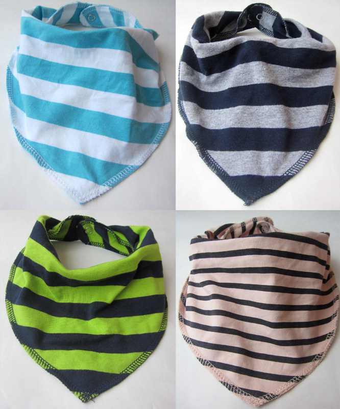 Hot selling direct sale summer thin section foreign trade sky blue woven striped double layer baby triangle towel baby saliva towel bib