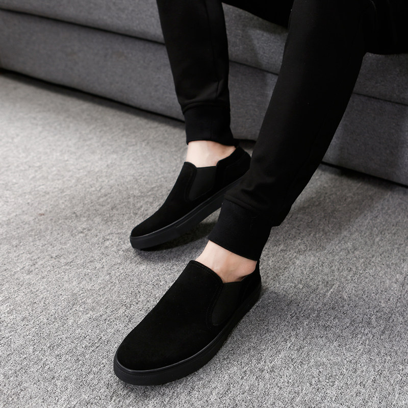 Men Shoes 2021 New Tide Black Set Foot Genuine Leather Shoes Men's Board Shoes Casual foot Lazy Man Bean Shoe Tide